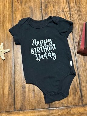 Black 'Happy Birthday Daddy' Baby One-Piece